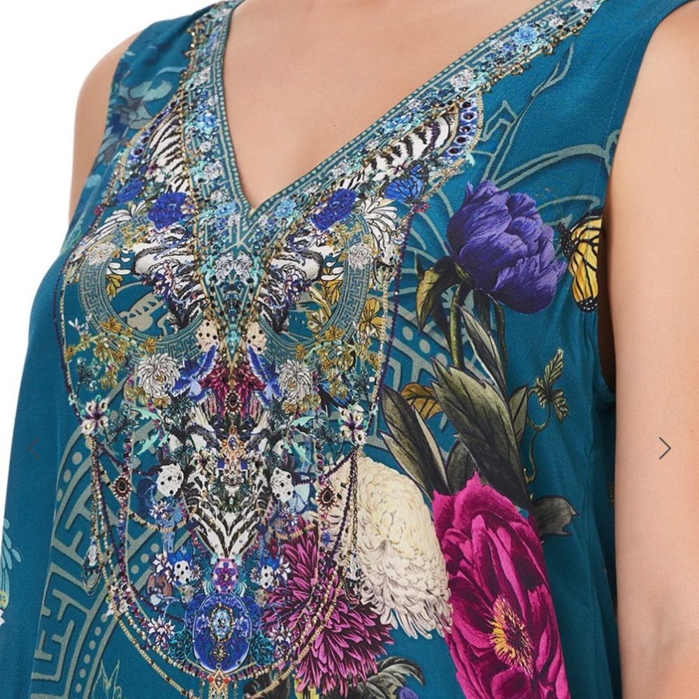 Camilla Silk Crystal Embellished High Low Boho Tunic Top XS NWT - Picture 6 of 10
